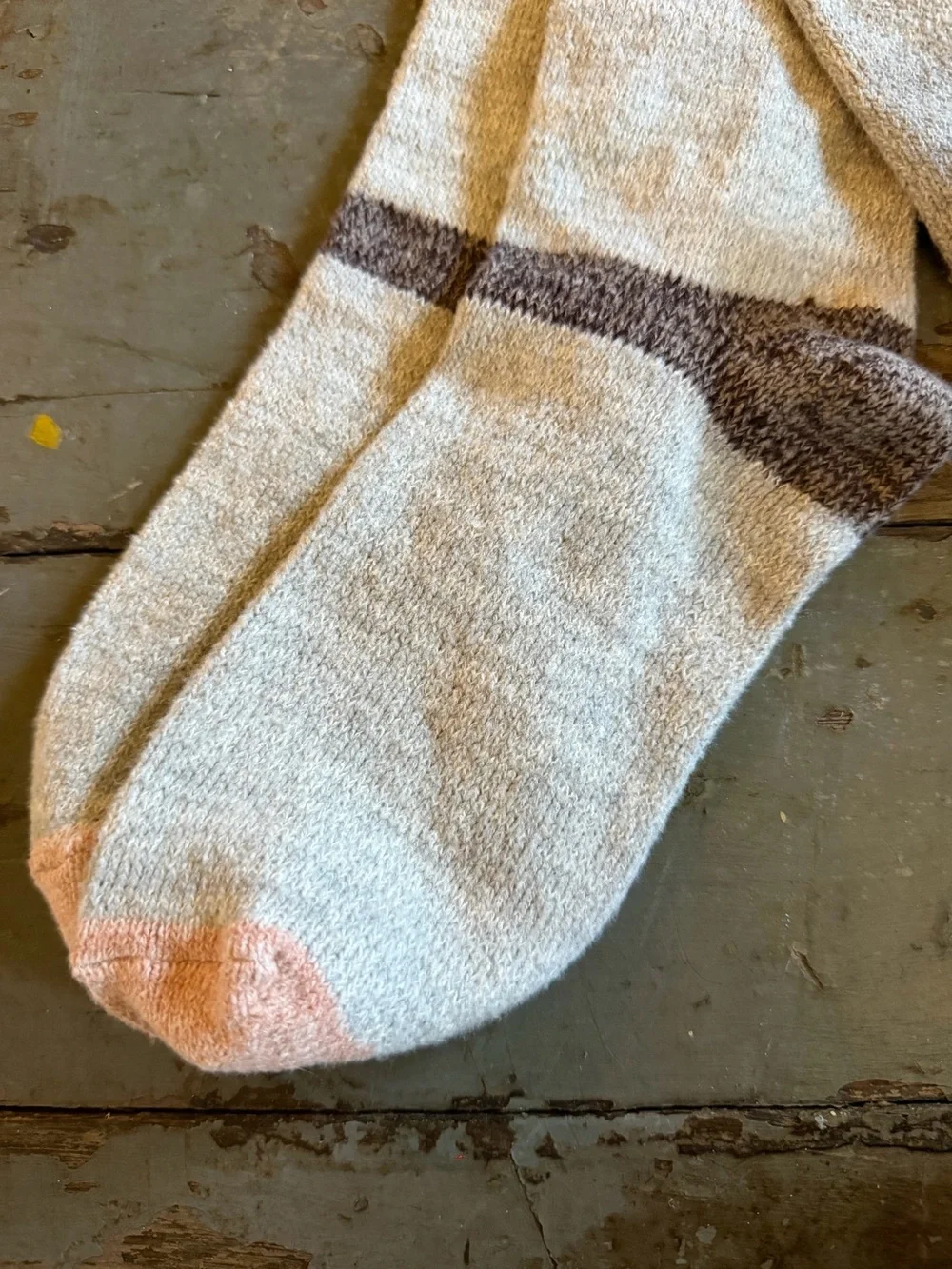 NWT Free People OTK Light Heather Gray Crew Socks with Brown Heel and Pink Toe